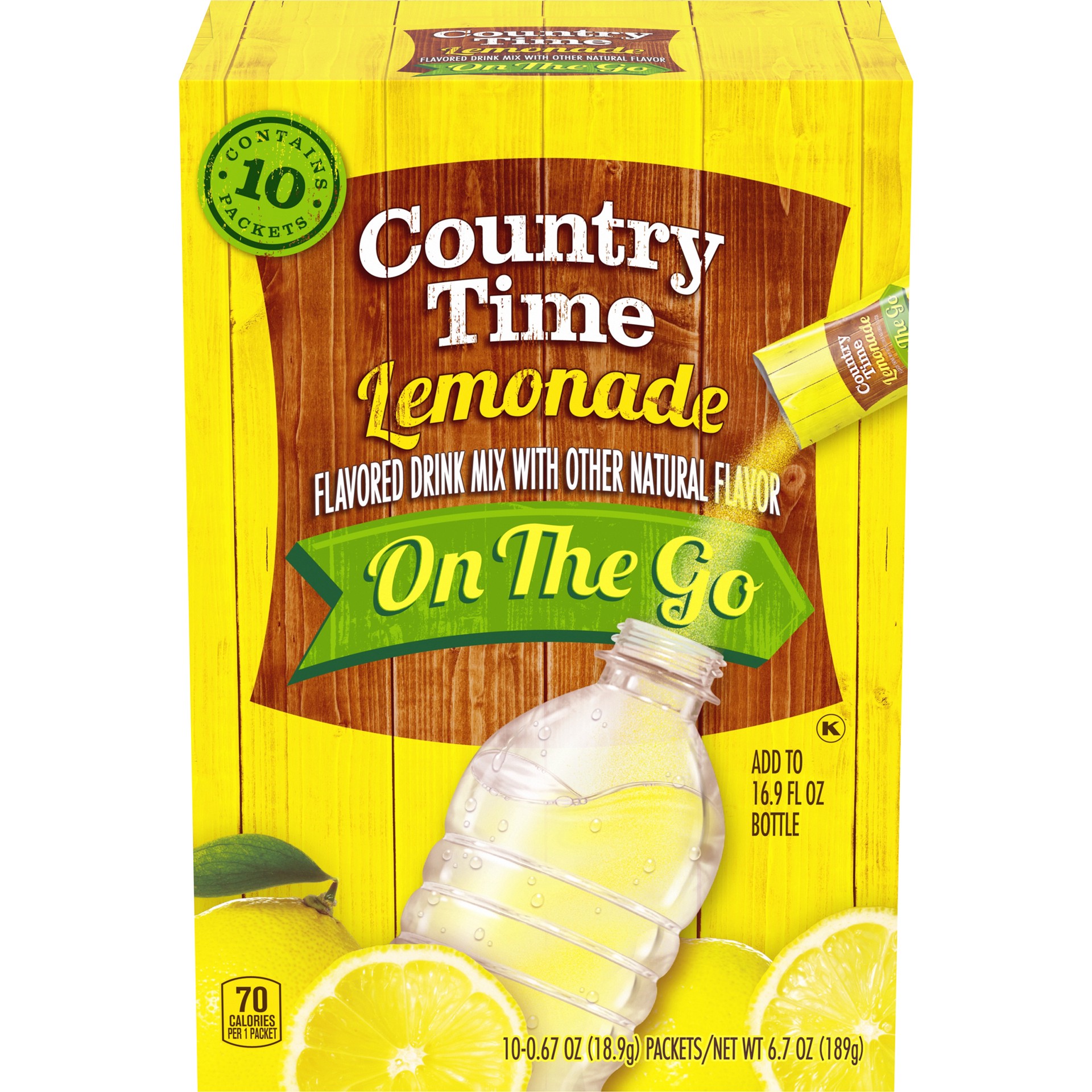 slide 1 of 5, Country Time Lemonade Naturally Flavored Powdered Drink Mix, 10 ct On-the-Go Packets, 10 ct