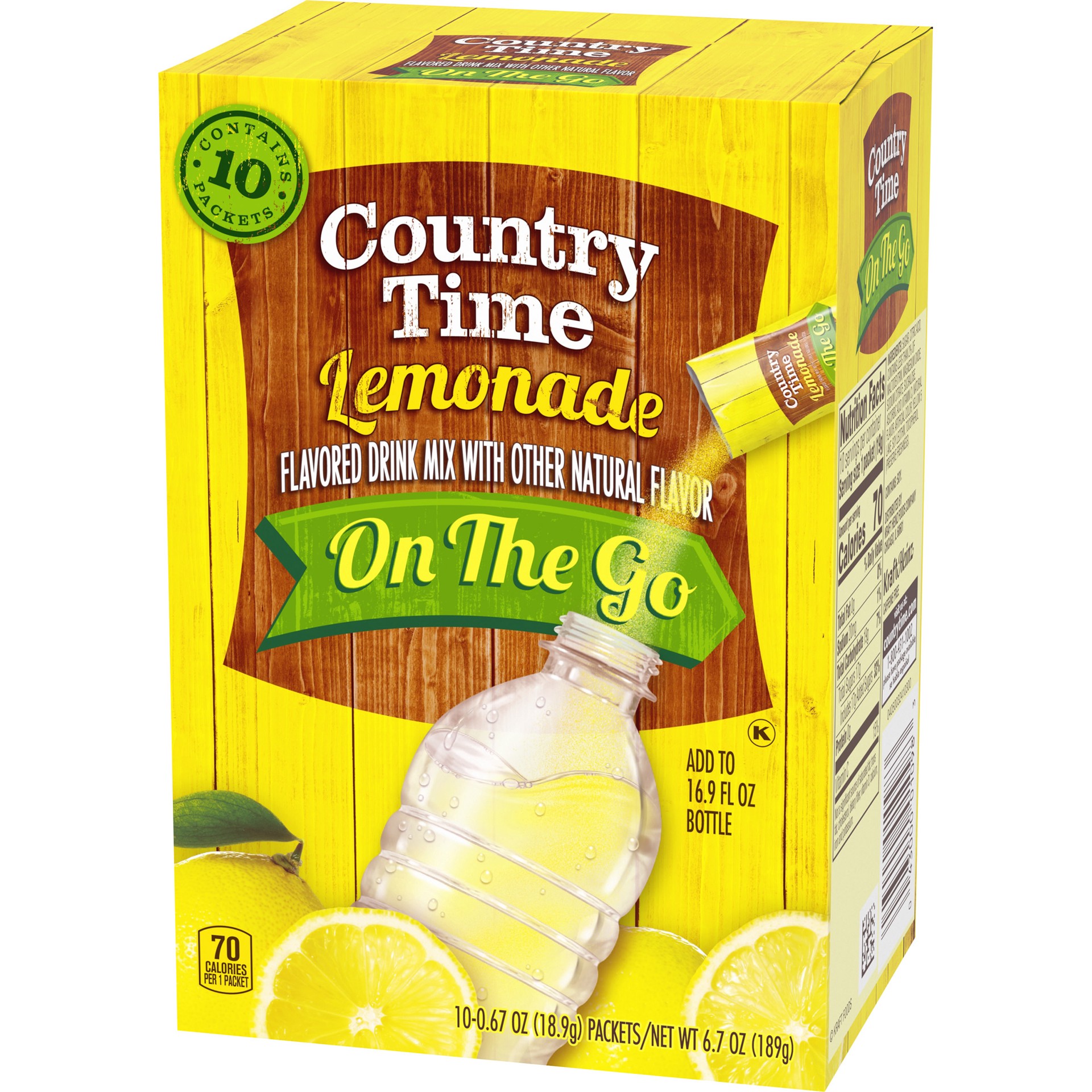 slide 4 of 5, Country Time Lemonade Naturally Flavored Powdered Drink Mix, 10 ct On-the-Go Packets, 10 ct