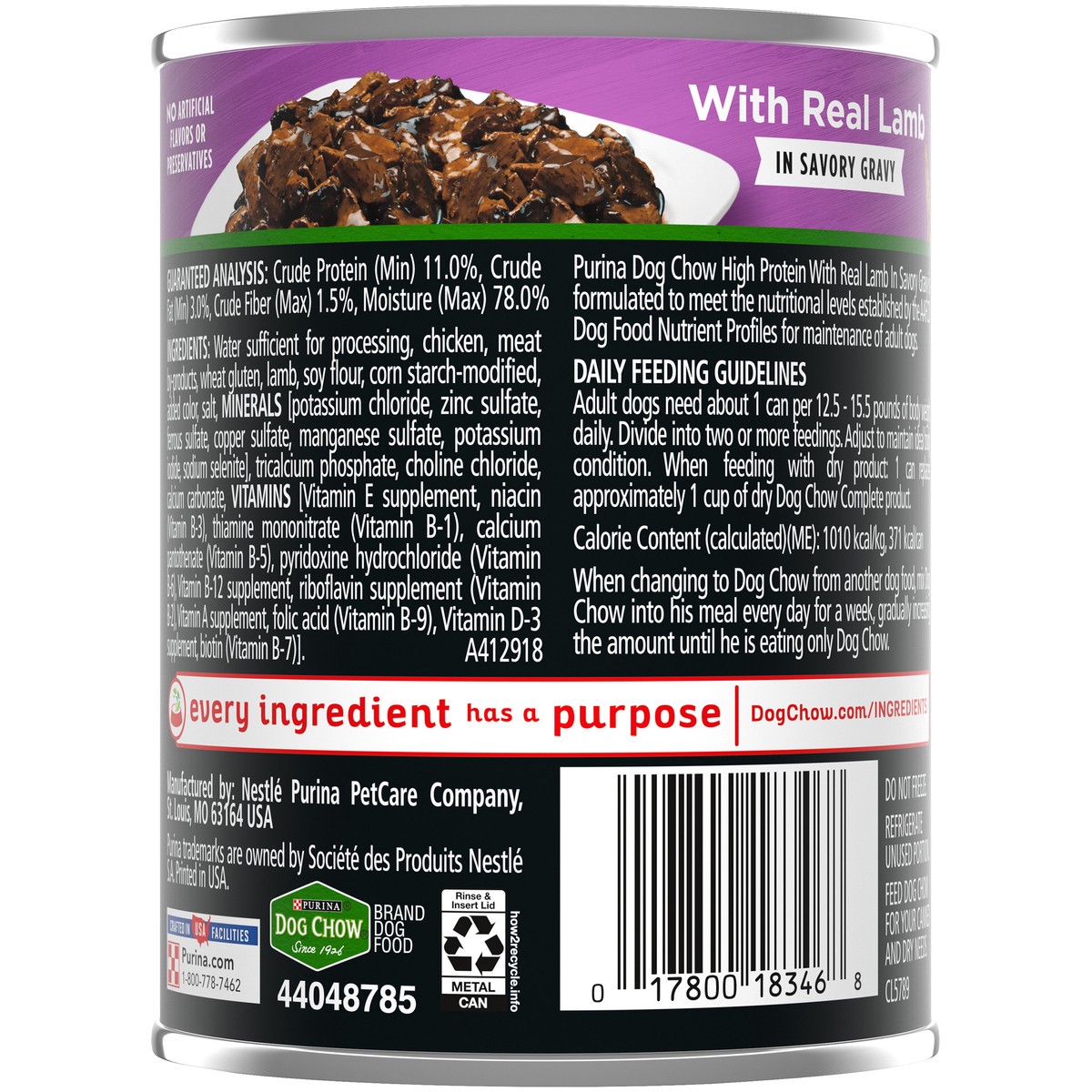 slide 3 of 7, Dog Chow Purina Dog Chow High Protein Gravy Wet Dog Food, High Protein With Lamb - 13 oz. Can, 13 oz