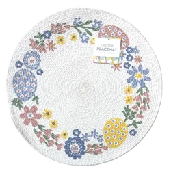 Meijer Corporate Seasonal Easter Egg Wreath Round Printed Placemat, 15 in