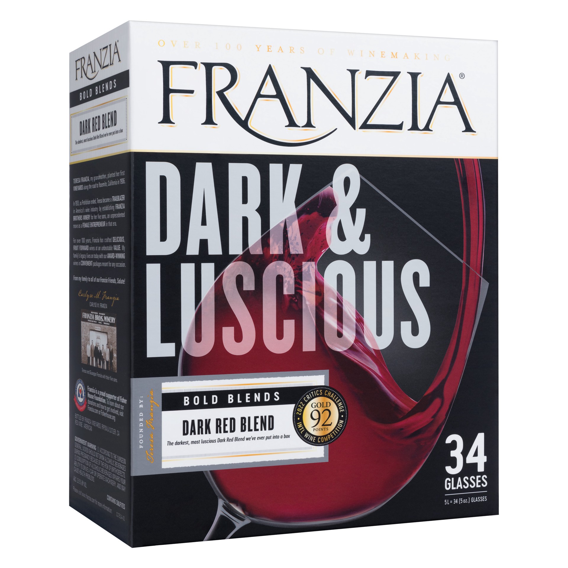 slide 1 of 4, Franzia Red, Red Wine, American, 1 ct, 5L Box, 5 liter