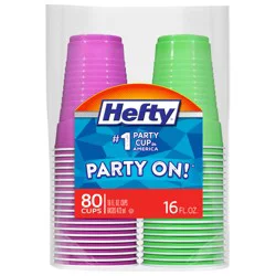 Hefty Party On Variety Plastic Cups 16 fl oz 80 Count