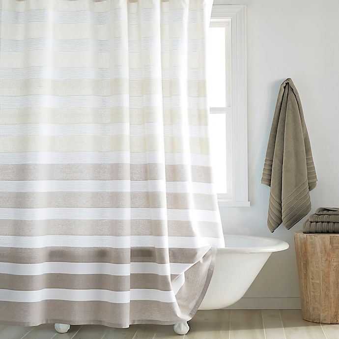 slide 1 of 1, DKNY Highline Stripe Shower Curtain - Taupe, 72 in x 96 in