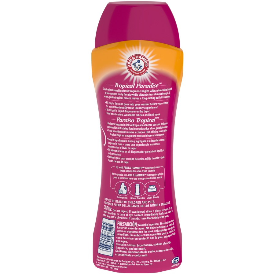 slide 4 of 4, ARM & HAMMER Clean Scentsations Tropical Paradise Virgin Islands In-Wash Freshness Booster, 24 oz