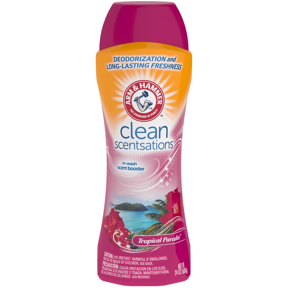 slide 1 of 4, ARM & HAMMER Clean Scentsations Tropical Paradise Virgin Islands In-Wash Freshness Booster, 24 oz