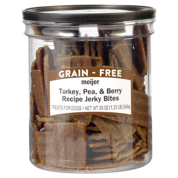 slide 1 of 2, Meijer Grain Free Turkey, Pea, & Berry Recipe Jerky Bites, 20 oz