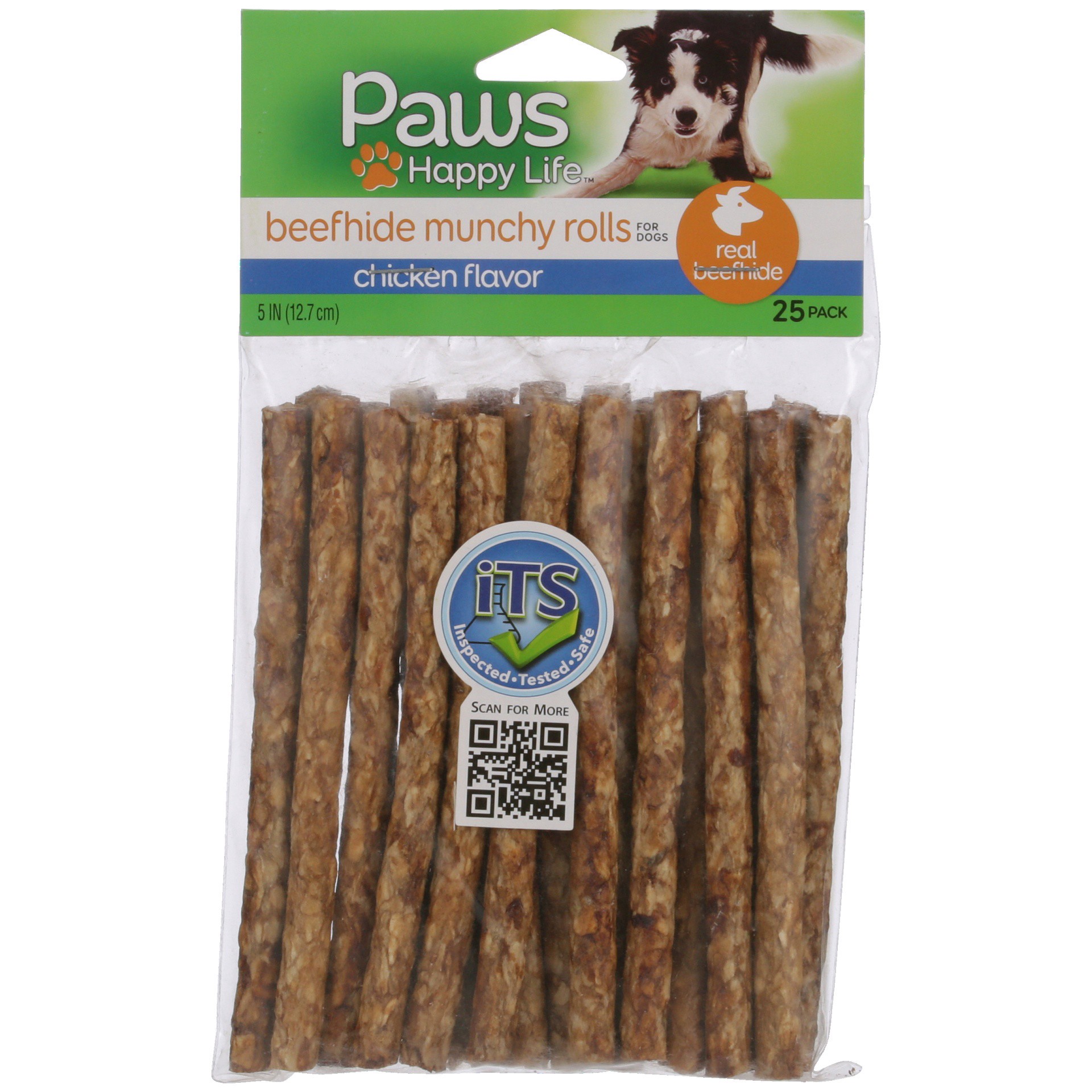 slide 1 of 6, Paws Happy Life Munch Rawhide Rolls Chicken Basted Beefhide Chew, 25 ct