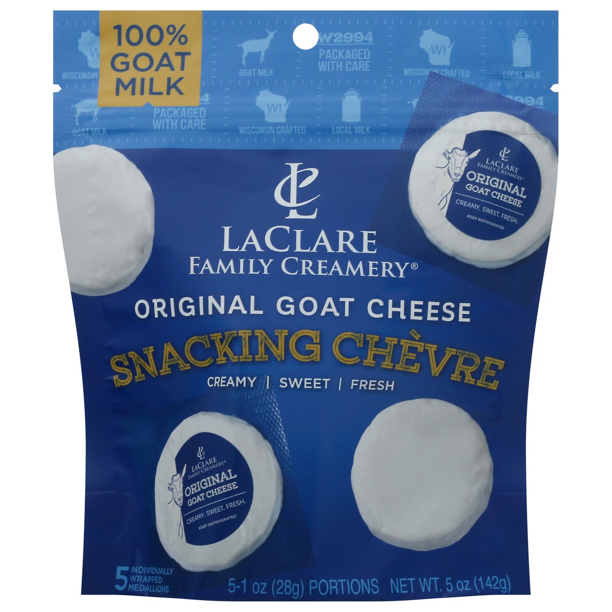 slide 1 of 3, LaClare Family Creamery Snacking Chevre Original Goat Cheese 5 ea, 5 ct