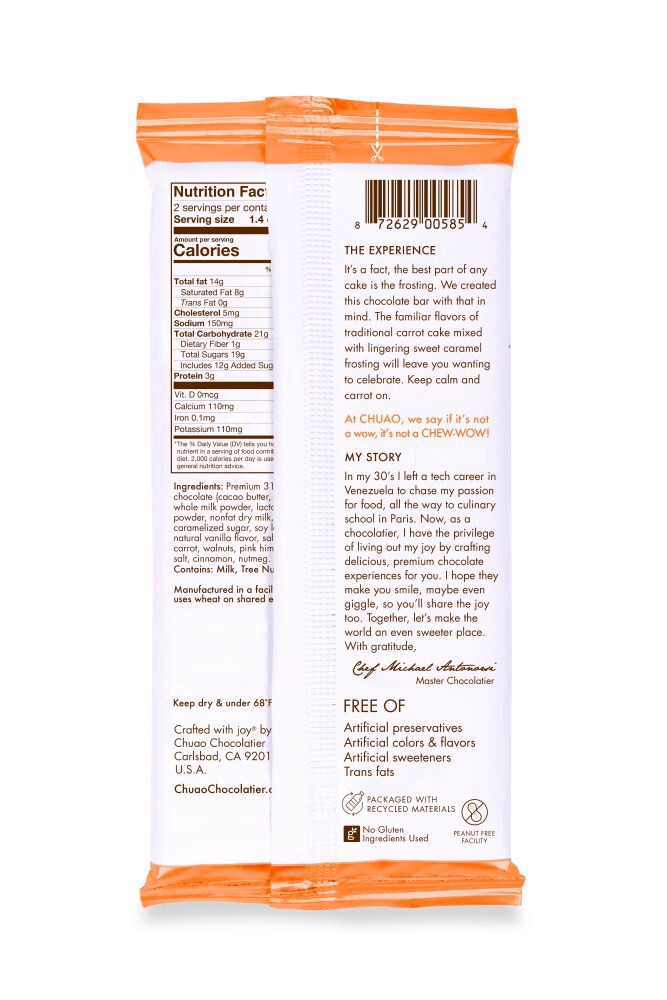 slide 2 of 2, Chuao Chocolatier Carrot Cake White Chocolate Bar, 2.8 oz