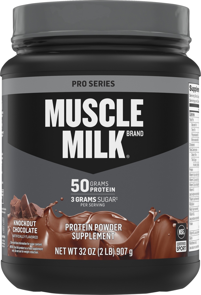 slide 5 of 6, Muscle Milk Pro Series 50 Lean Muscle Chocolate Mega Protein Powder, 2 lb