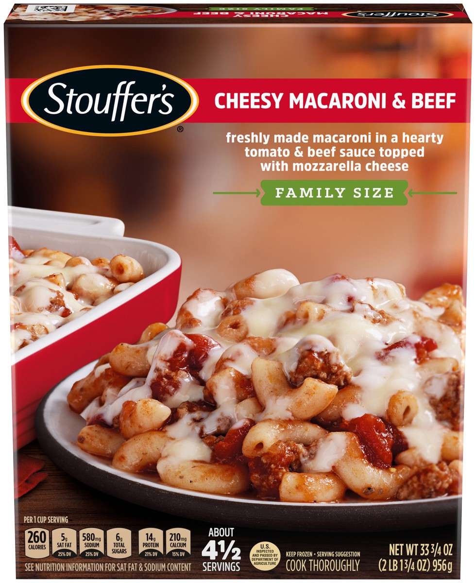 slide 2 of 2, Stouffer's Family Size Cheesy Macaroni and Beef Frozen Meal, 33.75 oz