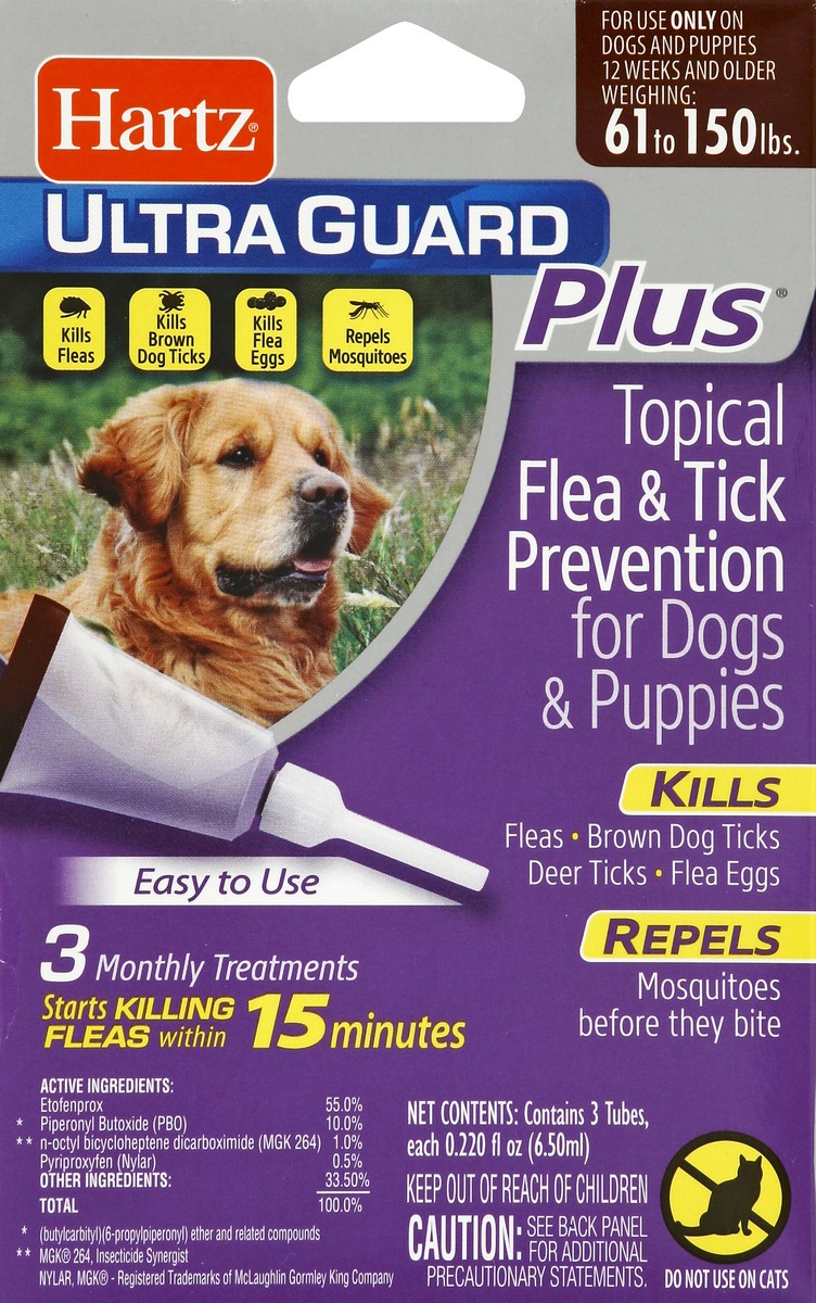 slide 4 of 4, Hartz Ultra Guard Plus Topical Flea & Tick Prevention For Dogs And Puppies 61-150lbs, 3 ct