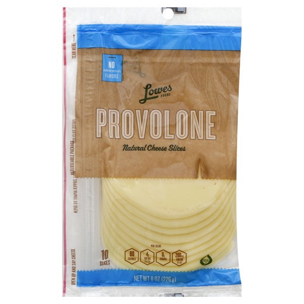 slide 1 of 1, Lowes Foods Slices Provolone Cheese, 8 oz