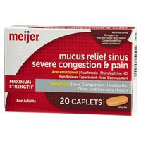 slide 7 of 29, Meijer Mucus Relief Sinus Severe Congestion Relief Caplets, 20 ct