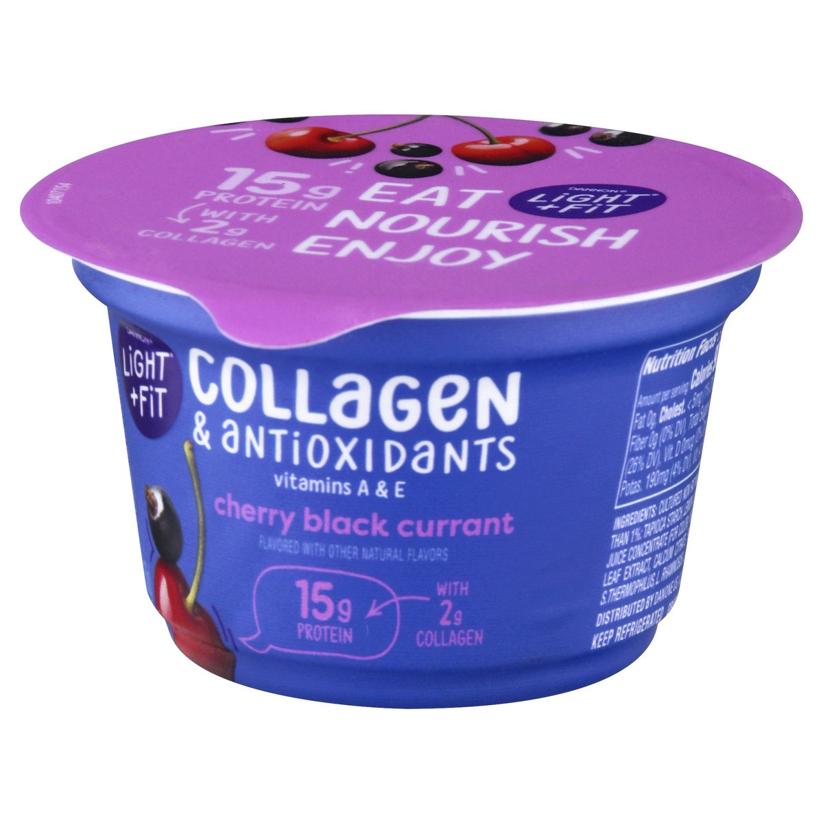 slide 3 of 10, Light + Fit Dannon Light + Fit Icelandic Style Nonfat Yogurt with Collagen & Antioxidants, Cherry Black Currant, 5.3oz, 5.3 oz