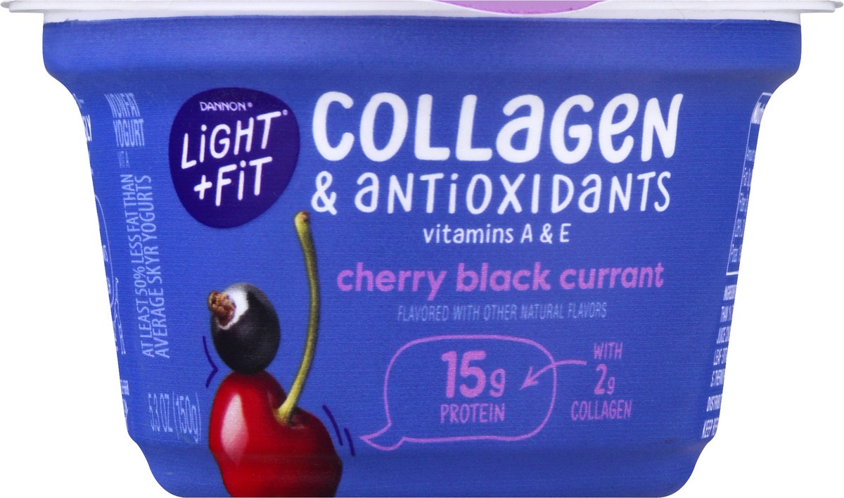 slide 7 of 10, Light + Fit Dannon Light + Fit Icelandic Style Nonfat Yogurt with Collagen & Antioxidants, Cherry Black Currant, 5.3oz, 5.3 oz