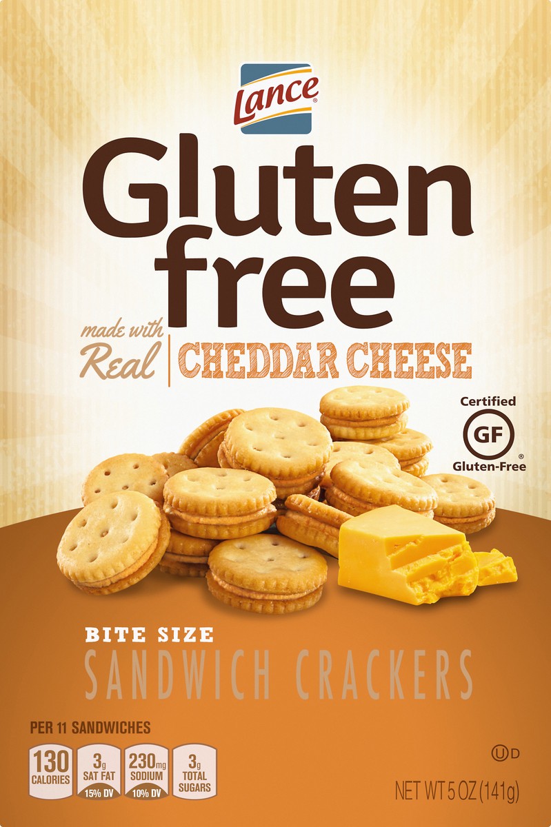 slide 2 of 9, Lance Gluten Free Sandwich Crackers, Cheddar Cheese Bite Sized, 5 Oz Box, 5 oz