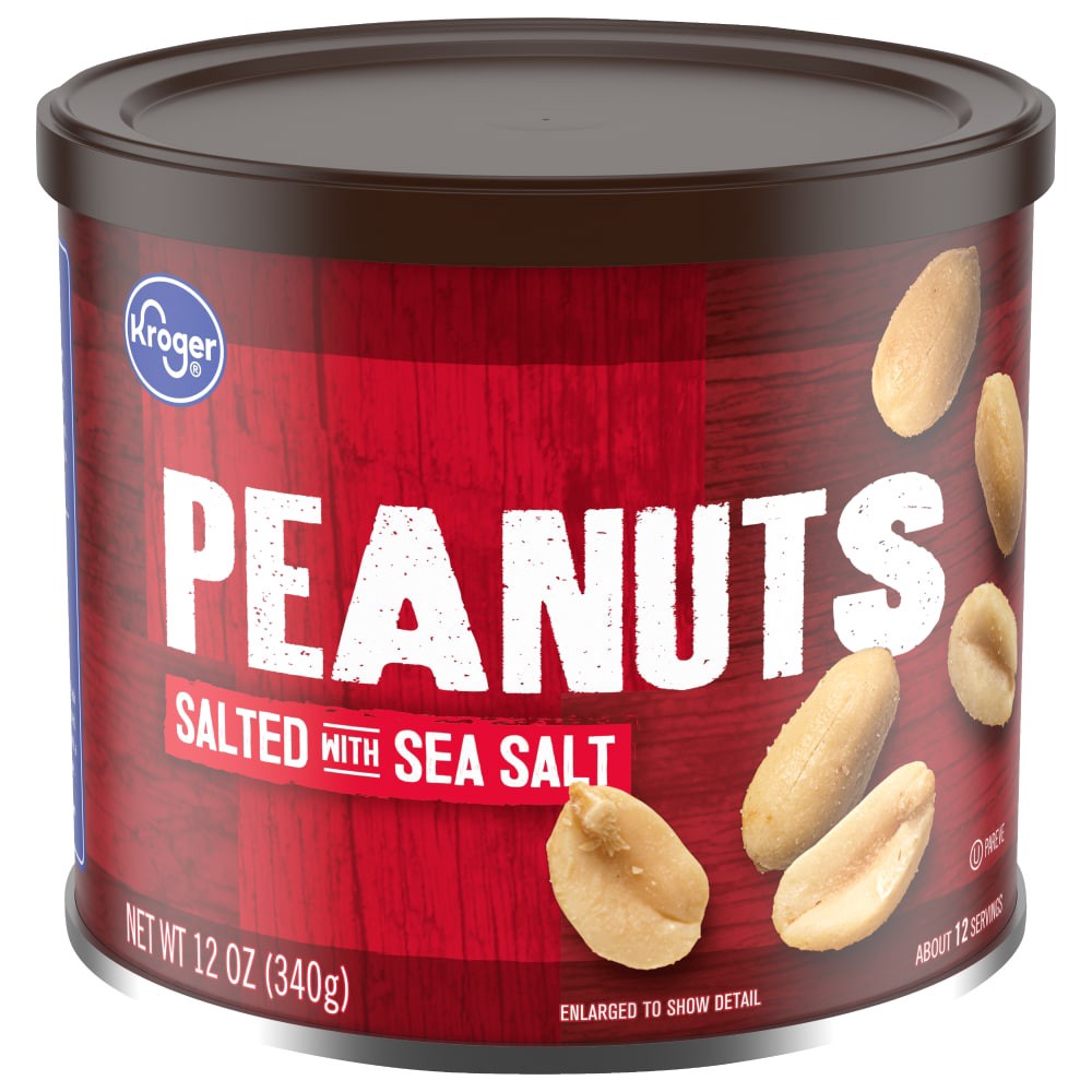 slide 2 of 2, Kroger Salted With Sea Salt Peanuts, 12 oz