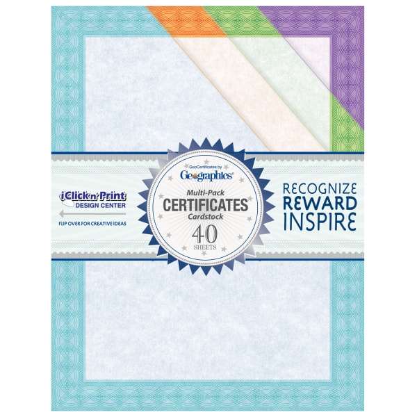 slide 1 of 1, Geographics Certificates, Assorted Fashion Card Stock, 40 ct