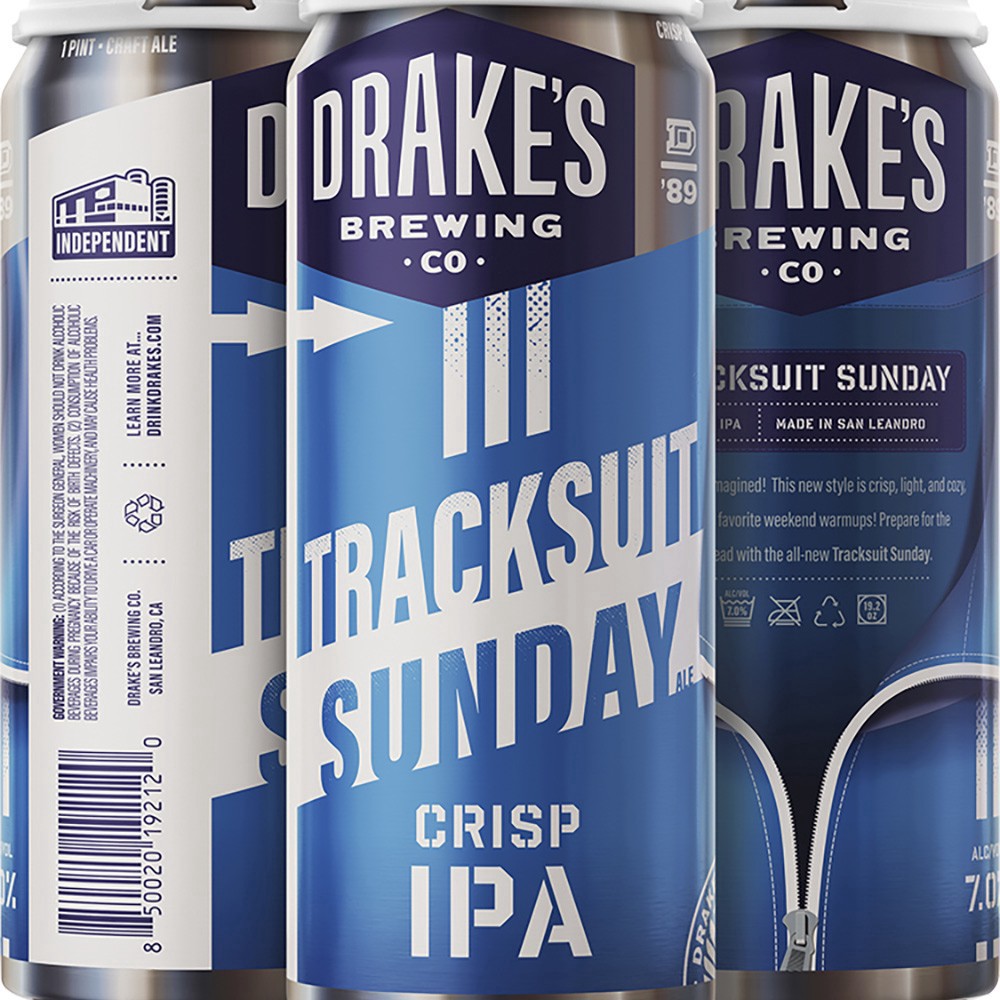 slide 1 of 1, Drake's Tracksuit Sunday Ipa, 4 ct; 16 oz