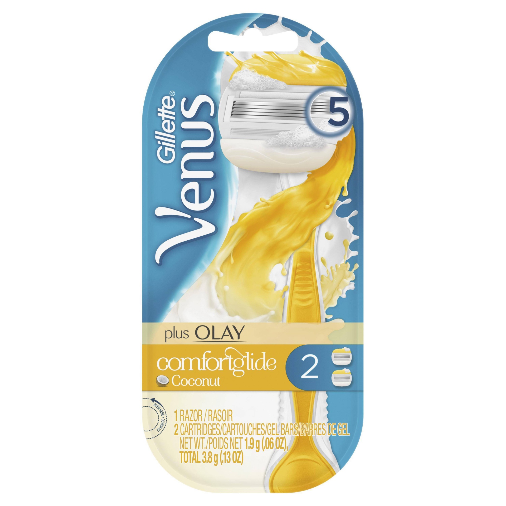 slide 1 of 9, Gillette Venus Comfortglide Plus Olay Coconut Women's Razor, 4 ct