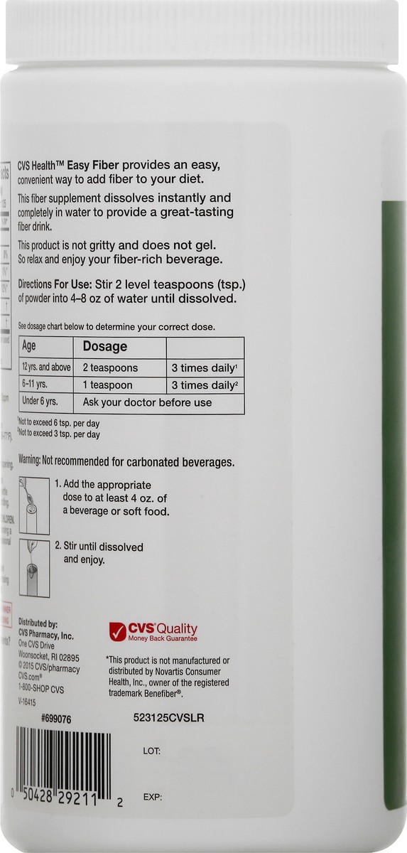slide 7 of 11, CVS Health Easy Fiber, 125 Servings, 1 ct