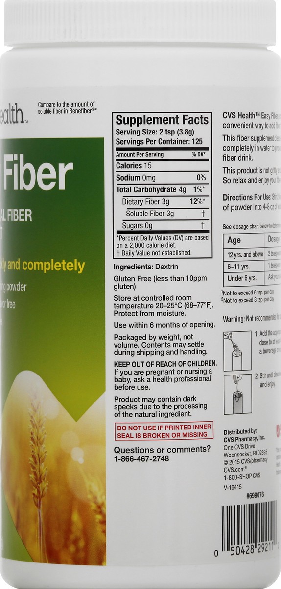 slide 8 of 11, CVS Health Easy Fiber, 125 Servings, 1 ct