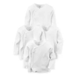 carter's Preemie Long-Sleeve Side-Snap T-Shirts - White
