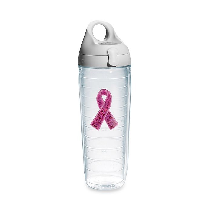 slide 1 of 1, Tervis Pink Sequin Ribbon Emblem Water Bottle, 24 oz
