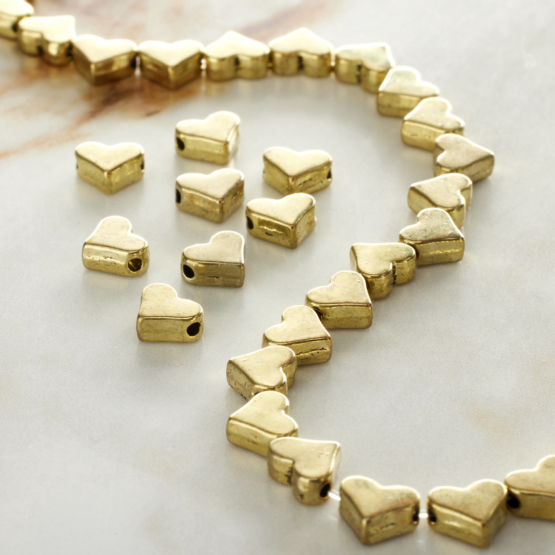 slide 2 of 3, Gold Metal Heart Beads, 6mm By Bead Landing, 6 mm