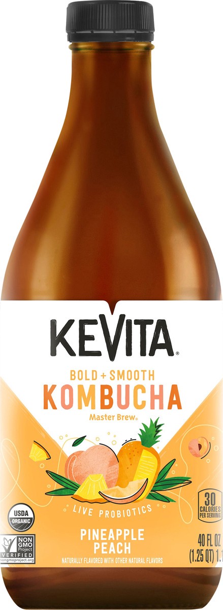 slide 2 of 7, Kevita Master Brew Kombucha Pineapple Peach - 40 fl oz, 40 fl oz