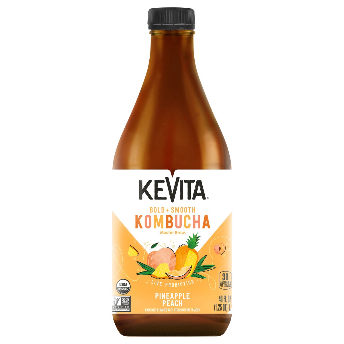 slide 1 of 7, Kevita Master Brew Kombucha Pineapple Peach - 40 fl oz, 40 fl oz