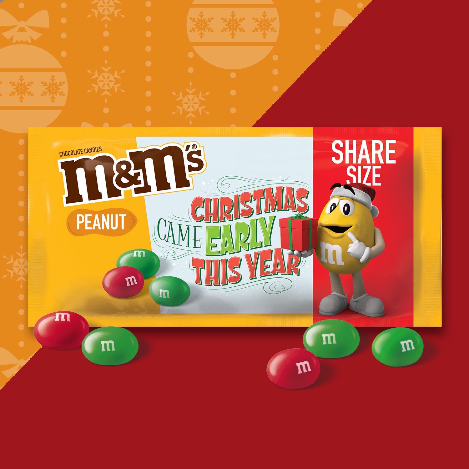 slide 5 of 5, M&M's Holiday Peanut Chocolate Candy, Share Size, 3.27 oz pack, 3.27 oz