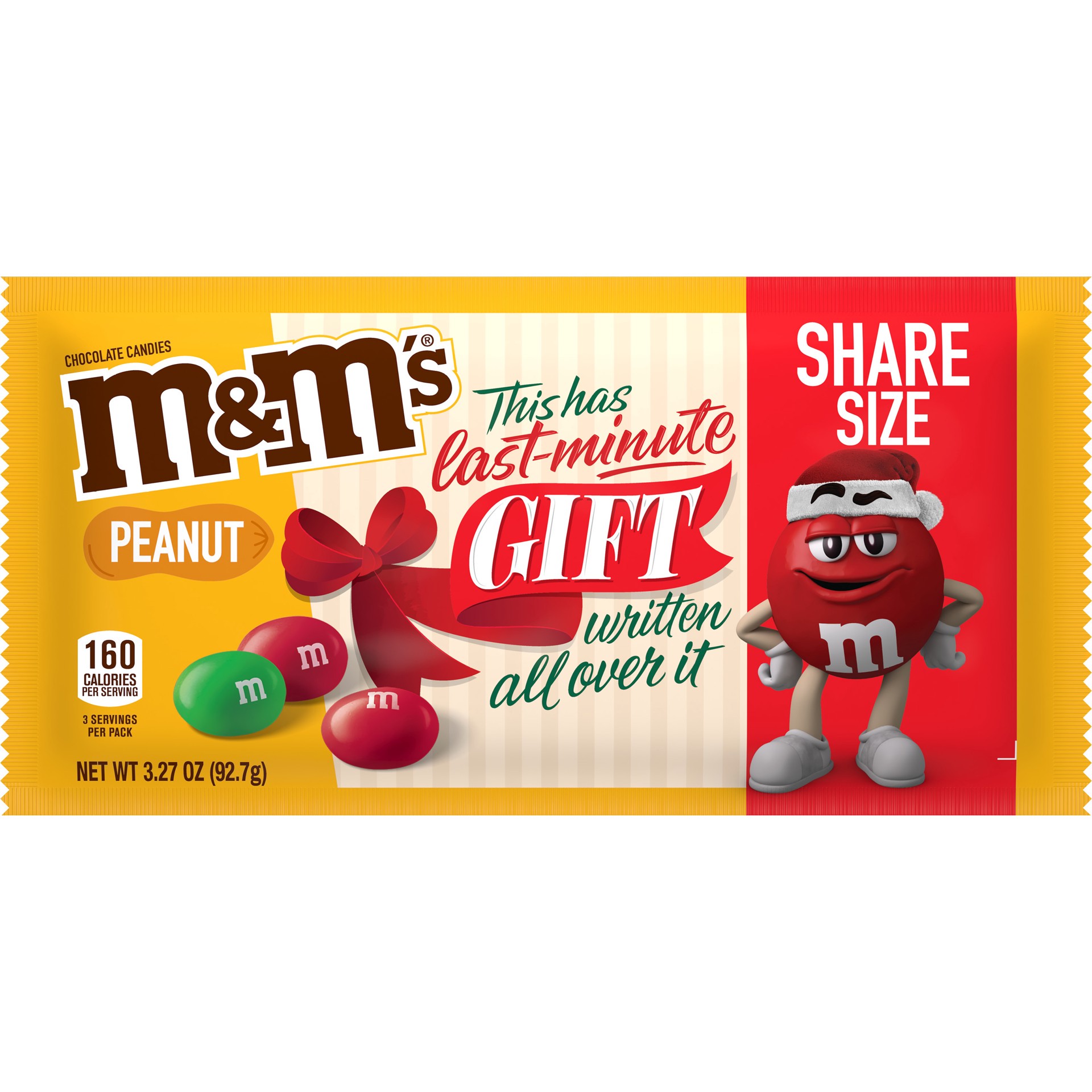 slide 1 of 5, M&M's Peanut Chocolate Christmas Candy, Share Size, 3.27 oz Pack, 3.27 oz