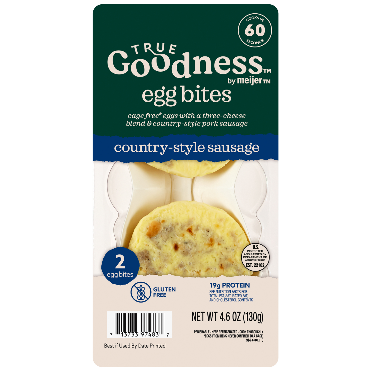 slide 1 of 9, TRUE GOODNESS Pork Sausage Egg Bites, 4.6 oz