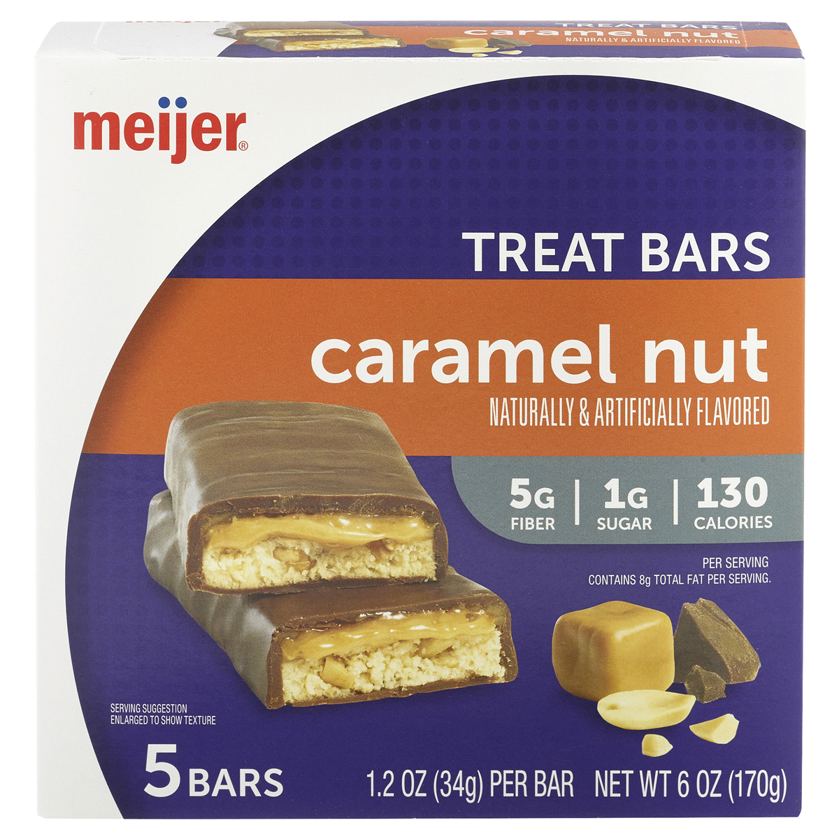 slide 1 of 1, Meijer Caramel Nut Treat Bar, 6 oz, 5 ct