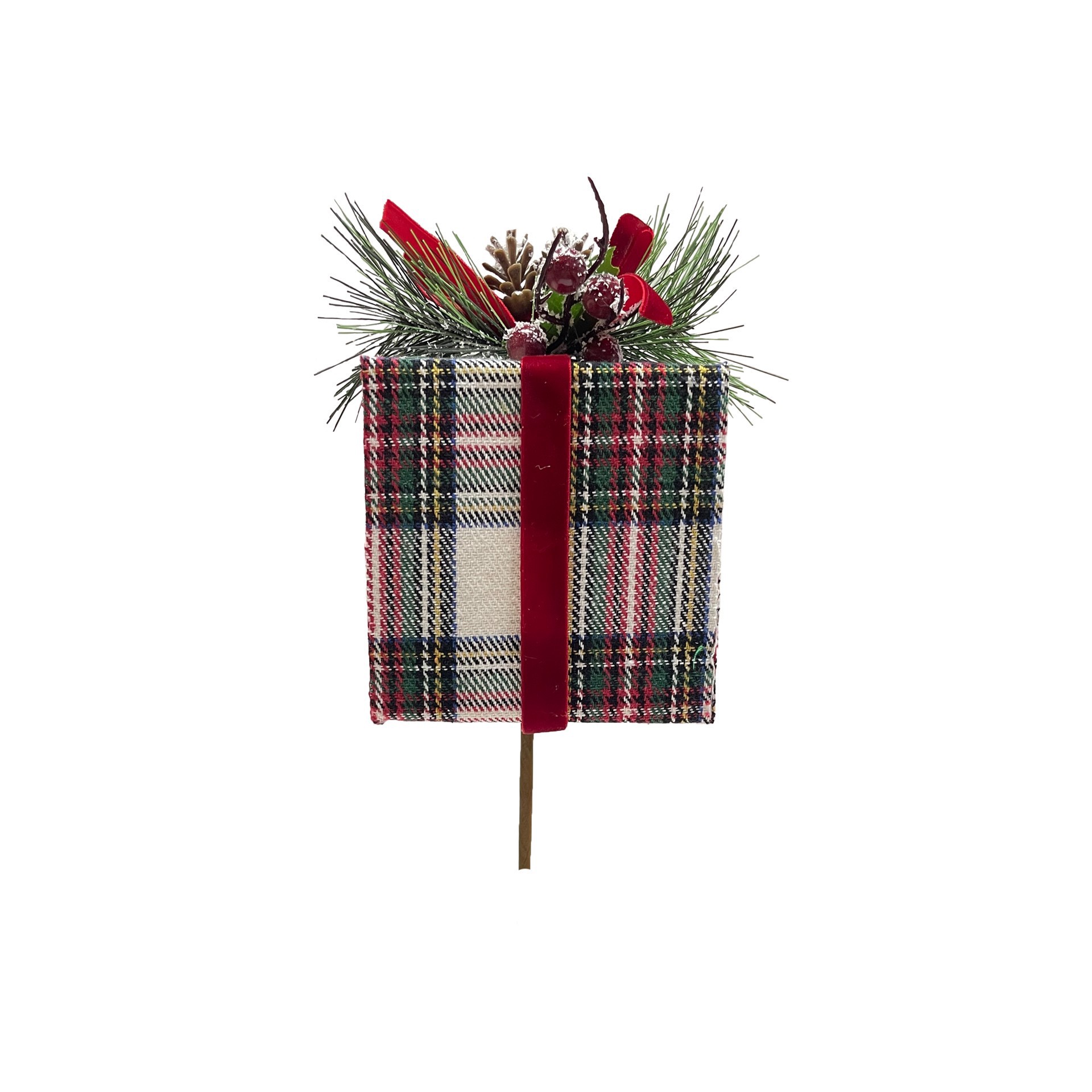 slide 3 of 3, 24" Plaid Gift Box Stem By Ashland, 7 in x 6 in x 24 in