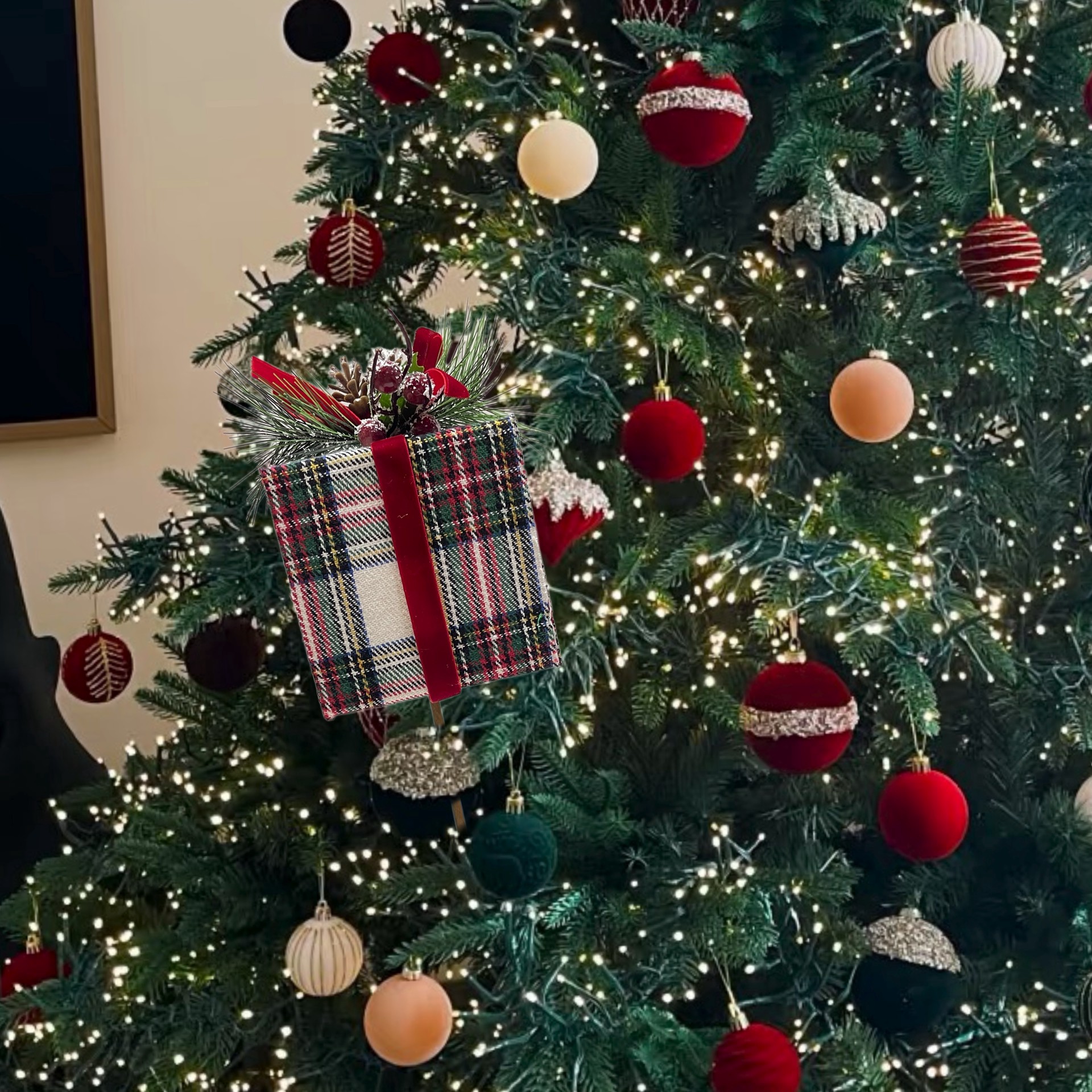 slide 2 of 3, 24" Plaid Gift Box Stem By Ashland, 7 in x 6 in x 24 in