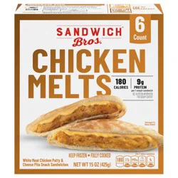 Sandwich Bros. Chicken Melt, Frozen Pita Pocket Sandwiches, Frozen Meal, 6 Count, 15 oz