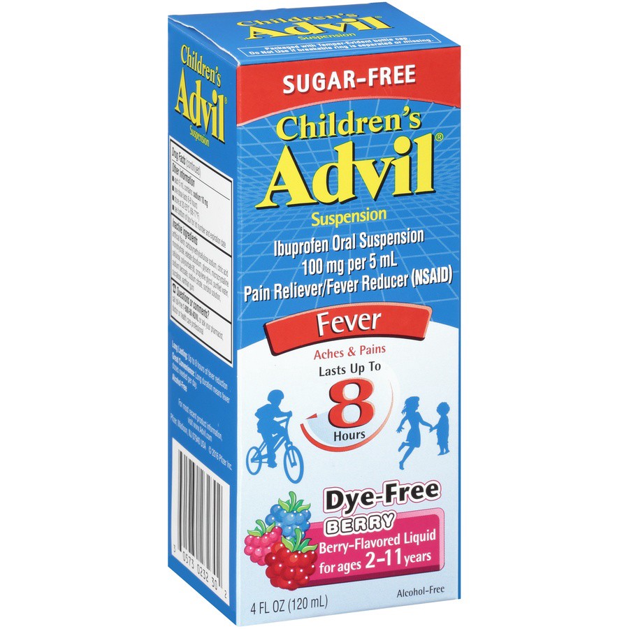 slide 6 of 6, Advil Children's Advil Pain Reliever and Fever Reducer, Dye-Free & Sugar-Free Suspension, Berry - 4 Fl Oz, 1 ct