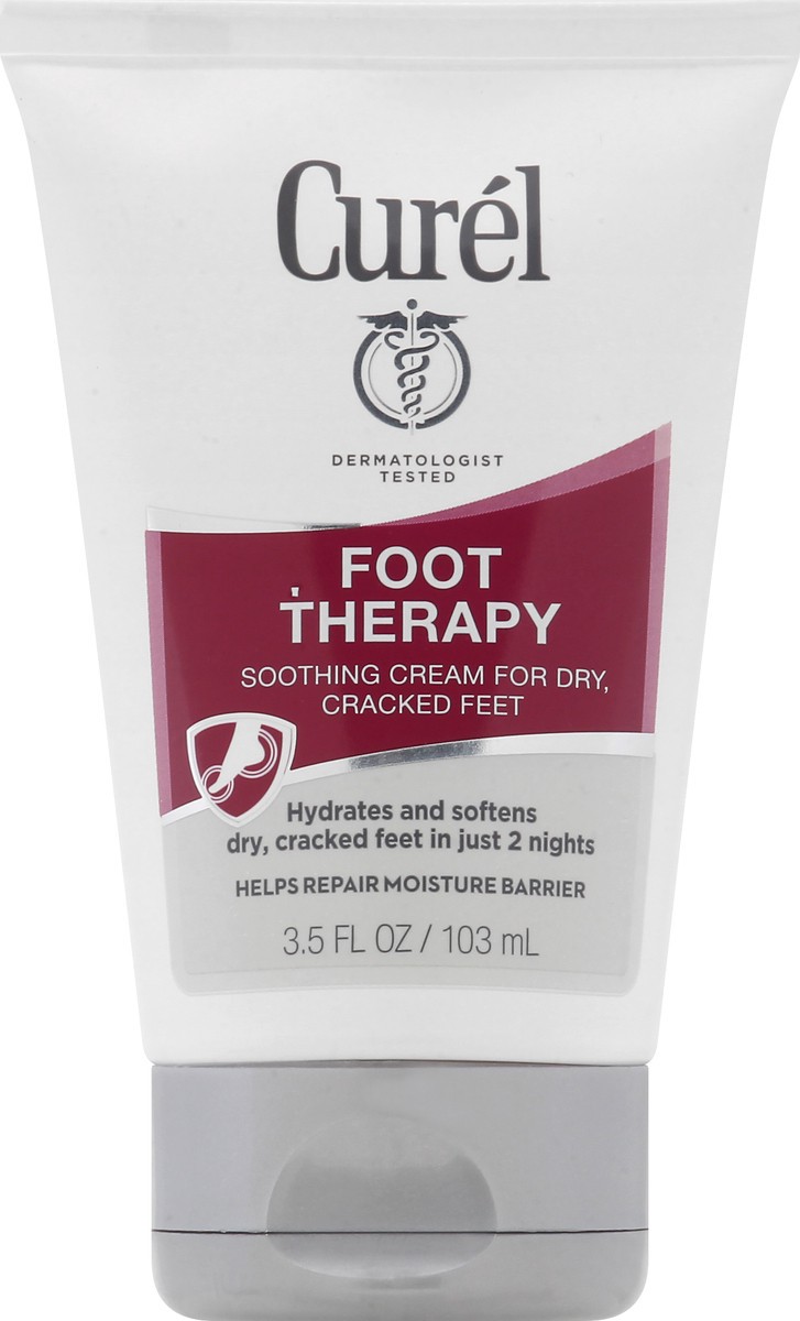 slide 5 of 9, Curél Foot Therapy Cream, Soothing Lotion for Dry Cracked Feet, Quick Absorbing, with Shea Butter, Coconut Milk, and Vitamin E2, 3.5 Oz, 3.5 fl oz