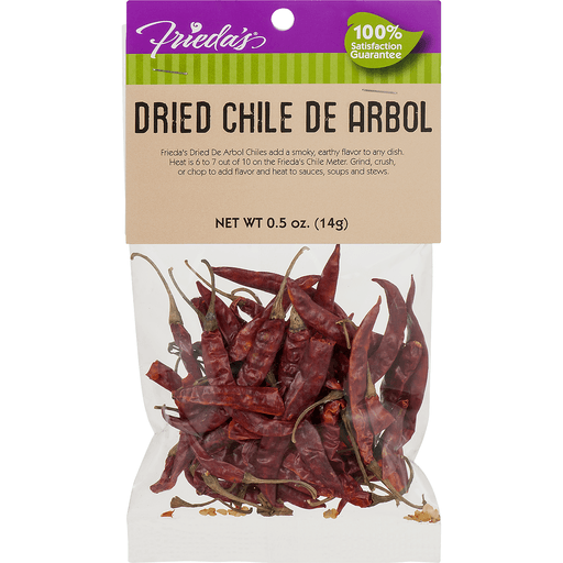 slide 1 of 9, Frieda's Simply Dried Chile De Arbol Peppers, 0.5 oz