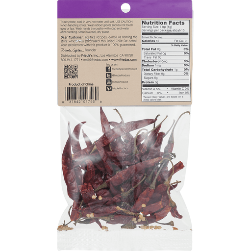 slide 7 of 9, Frieda's Simply Dried Chile De Arbol Peppers, 0.5 oz