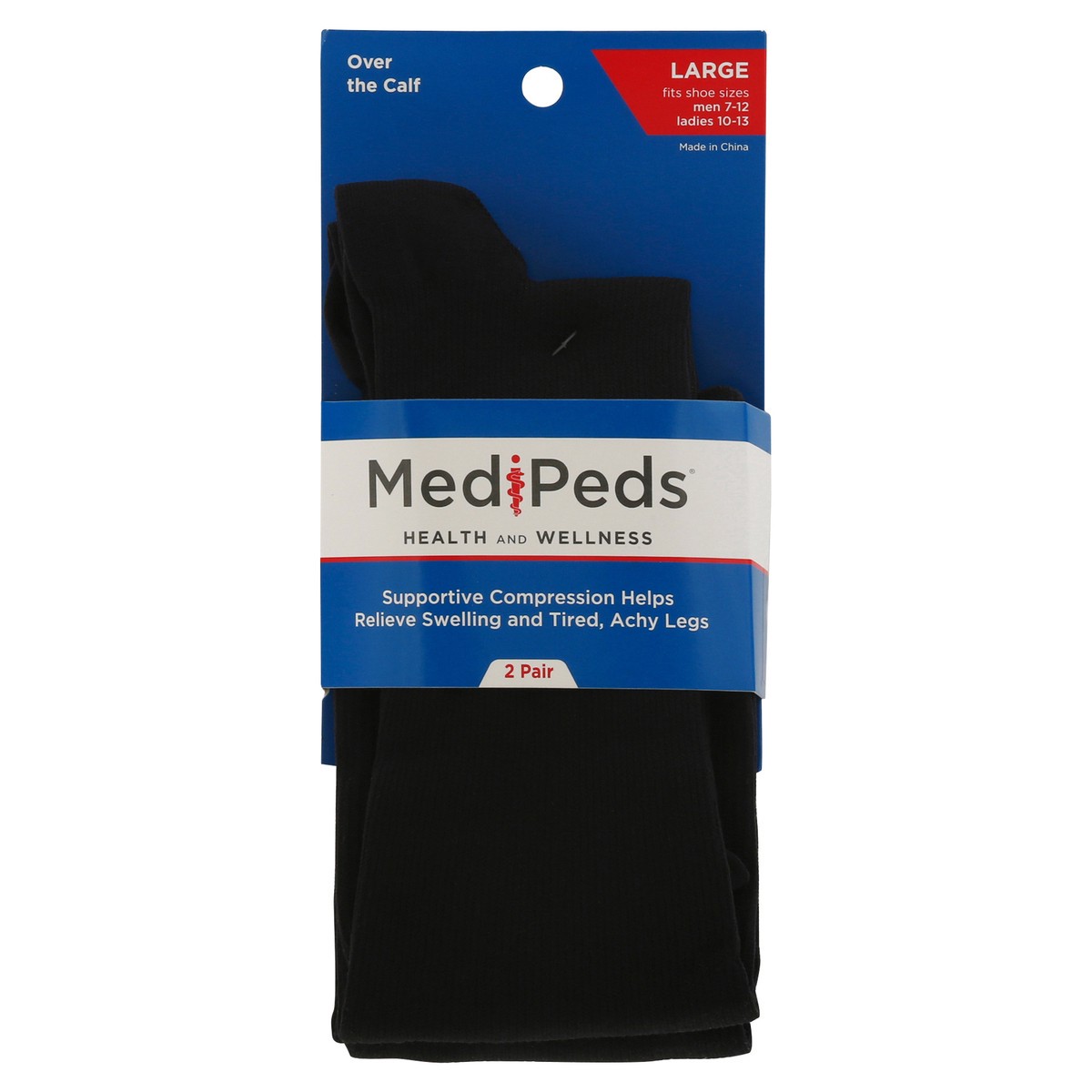 slide 4 of 11, MediPeds Unisex Black Compression Socks Large 2 ea, 2 ct