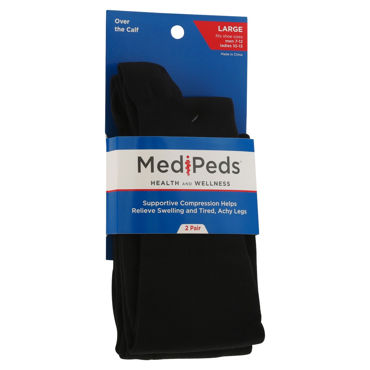 slide 5 of 11, MediPeds Unisex Black Compression Socks Large 2 ea, 2 ct