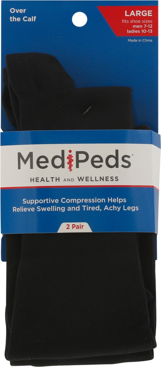 slide 6 of 11, MediPeds Unisex Black Compression Socks Large 2 ea, 2 ct