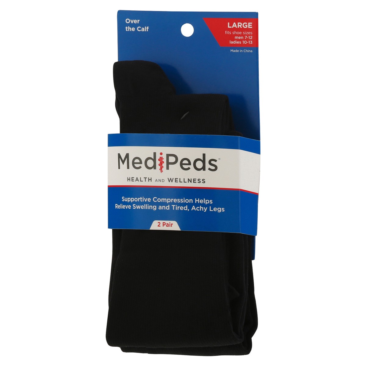 slide 8 of 11, MediPeds Unisex Black Compression Socks Large 2 ea, 2 ct