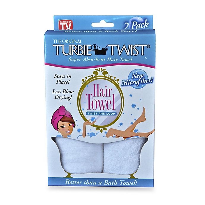 slide 1 of 1, The Original Turbie Twist Super-Absorbent Hair Towel - White, 2 ct