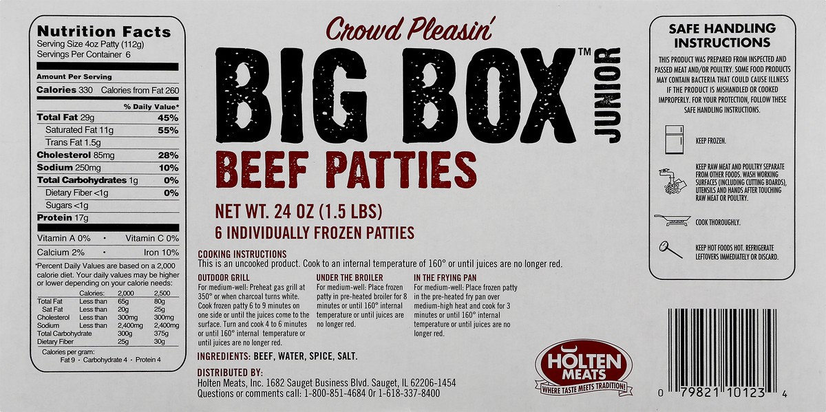 slide 11 of 13, Big Box Beef Patties 6 ea, 6 ct