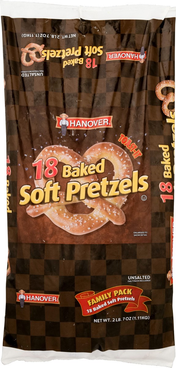 slide 8 of 14, Hanover Baked Unsalted Soft Pretzels 18 ea, 39 oz